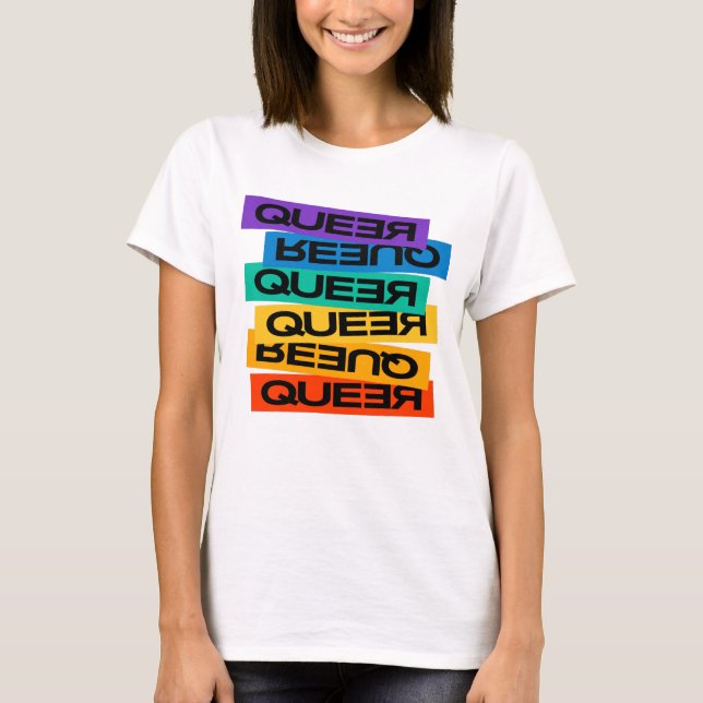 Auto Magnet. LGBT+Stolz. Que. T-Shirt (Vorderseite)