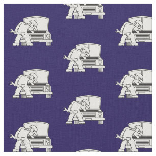 Auto Mechanic Blue White Stoff