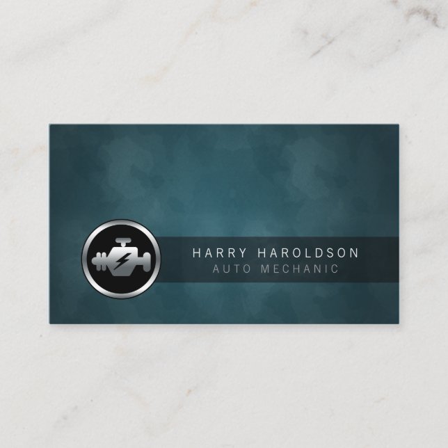 Auto Mechanic Car Engine Icon Business Card Visitenkarte (Vorderseite)