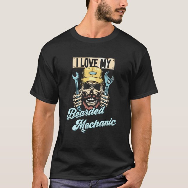 Auto Mechanic Car Guy Car I Love My Bearded Mechan T-Shirt (Vorderseite)