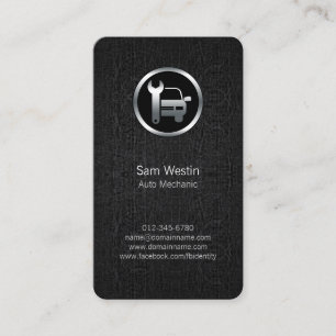 Auto Mechanic Car Wrench Icon Black Business Card Visitenkarte