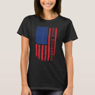 Auto Mechanical American Flag USA T-Shirt