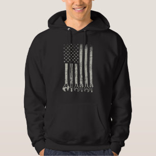 Auto Mechanical US sa Flag Schlüssel und Spark Plu Hoodie
