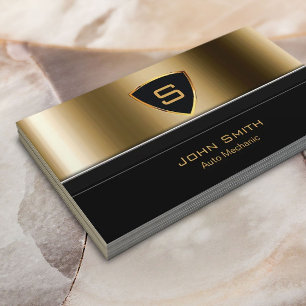 Auto-Mechaniker-königliches Goldmonogramm Visitenkarte