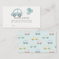Auto mit Balloons Blue Boy Diaper Raffle Ticket