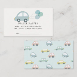 Auto mit Balloons Blue Boy Diaper Raffle Ticket Begleitkarte