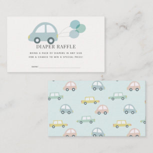 Auto mit Balloons Blue Boy Diaper Raffle Ticket Begleitkarte