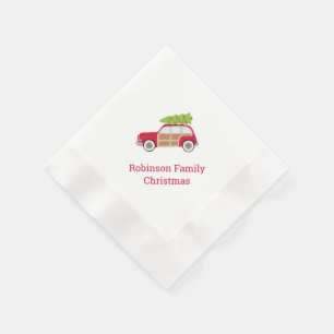 Auto mit dem Weihnachtsbaum Diagonal Paper Napkin Serviette