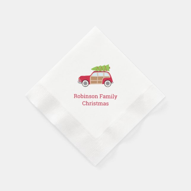 Auto mit dem Weihnachtsbaum Diagonal Paper Napkin Serviette (Ecke)
