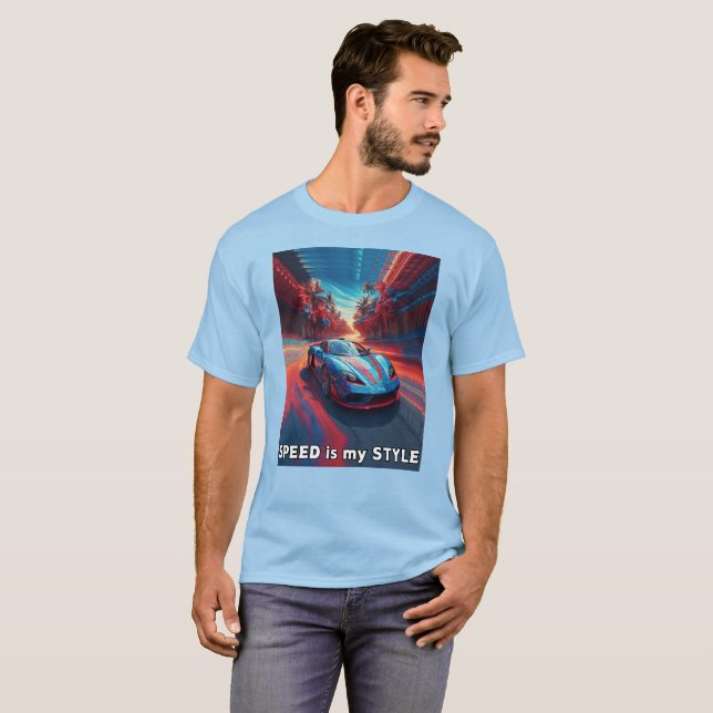 Auto mit roten und blauen Effekten T-Shirt (Vorne ganz)