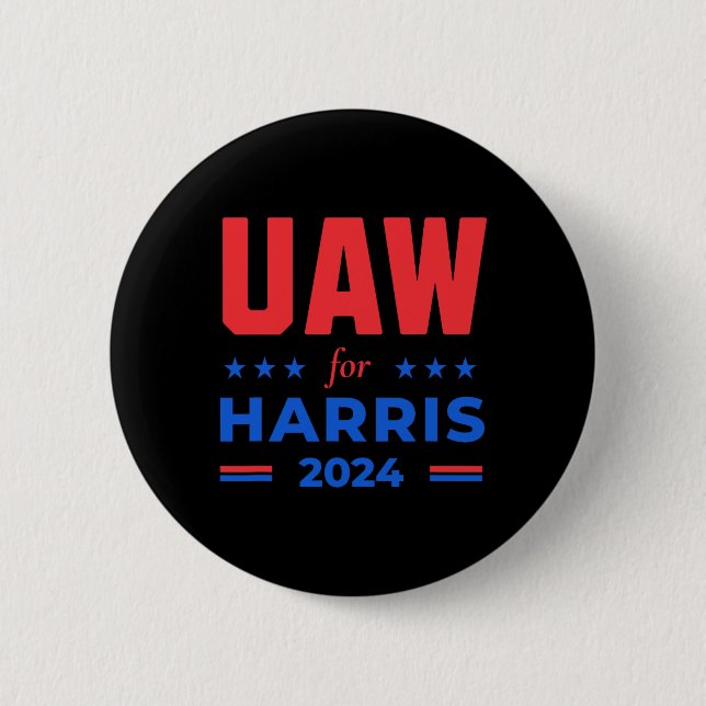 Auto-Mitarbeiter für Harris 2024 Uaw Red Strike Ka Button (Vorderseite)