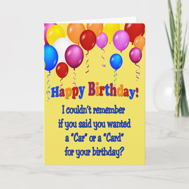 "Auto" oder "Karte?" Geburtskarte. Funny Karte (Vorderseite)