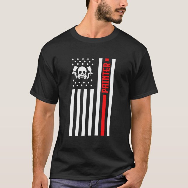 Auto Painter Usa Flag Auto Karosseriegemälde T-Shirt (Vorderseite)