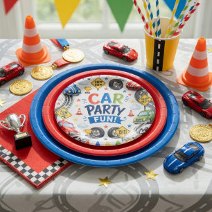 Auto-Party-Spaß-Rennwagen-Geburtstags-Kinder-Rennp Pappteller