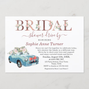 Auto Pink blush Brautparty Drive by Einladung