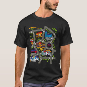 Auto Play matte Race Track Road Map Illustration T-Shirt