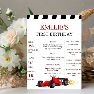 Auto Race Baby 1. Geburtstag Milestone Zeichen Sockelschild