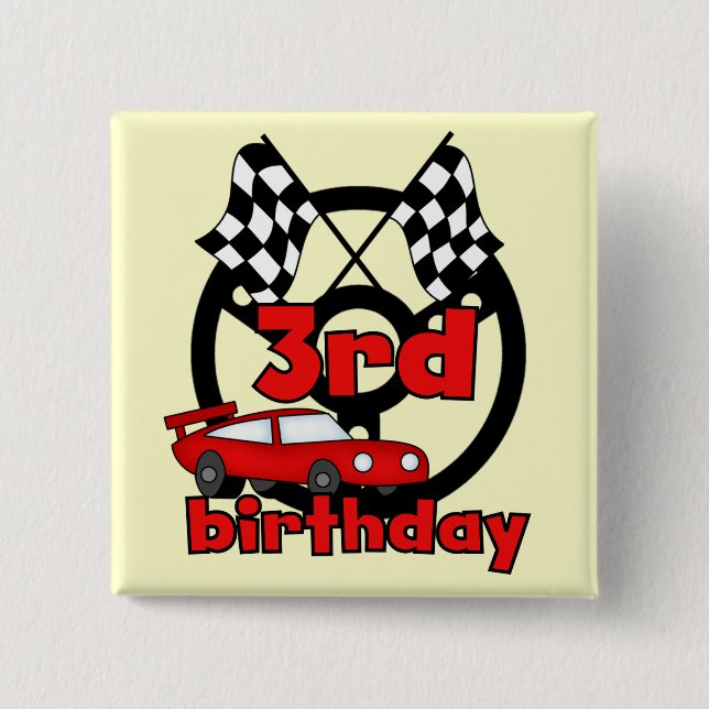 Auto Racing 3. Geburtstag Tshirts und Geschenke Button (Vorderseite)