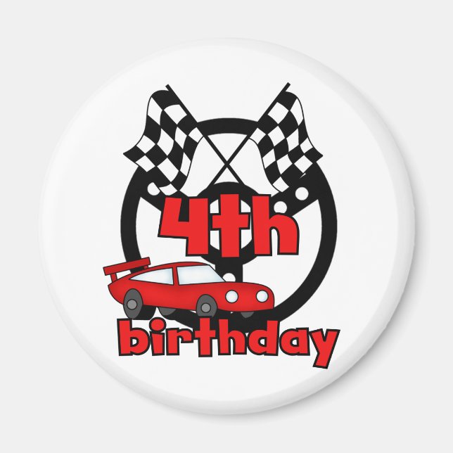 Auto Racing 4. Geburtstag Tshirts und Geschenke Magnet (Vorne)