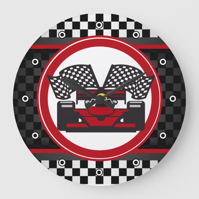 Auto Racing Design Wall Clock Große Wanduhr (Vorderseite)