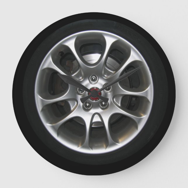 Auto-Rad Hubcapuhr Große Wanduhr (Vorderseite)