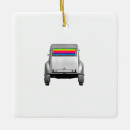 Auto + Regenbogen Keramikornament