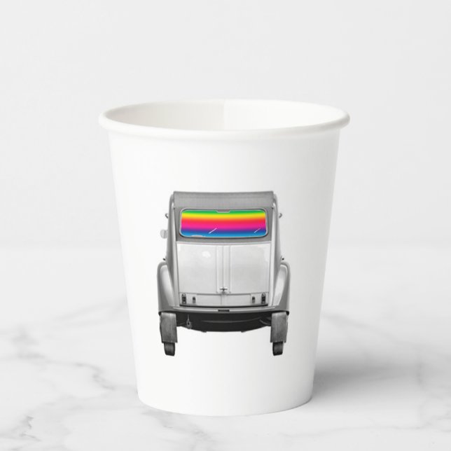Auto + Regenbogen Pappbecher (Links)