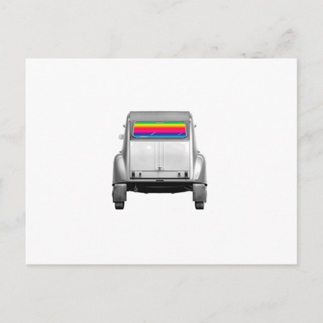 Auto + Regenbogen Postkarte (Vorderseite)