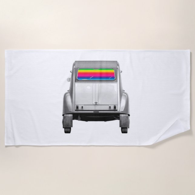 Auto + Regenbogen Strandtuch (Vorderseite)