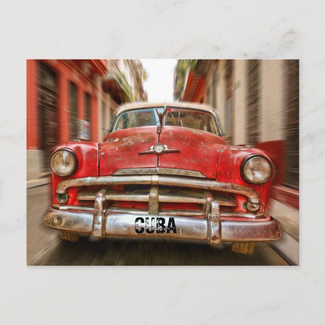 Auto"Rennen" in den Straßen des alten Havanna, Kub Postkarte (Vorderseite)