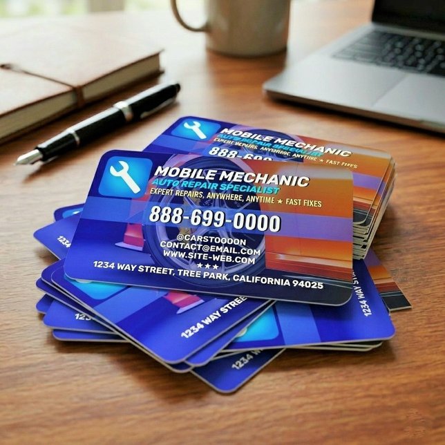 Auto Repair Services (Car Repair) Mobile Mechanic Visitenkarte (Automobile Car Mechanic | Best Car Repair Business Card)