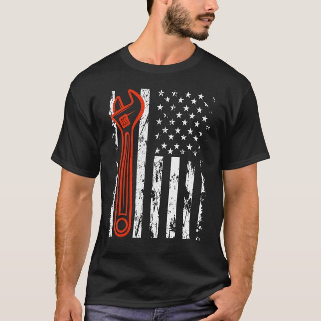 Auto-Reparateur Auto Mechanische amerikanische Fla T-Shirt (Vorderseite)