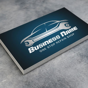 Auto Reparatur Auto & Schraubenschlüssel Blaue Aut Visitenkarte