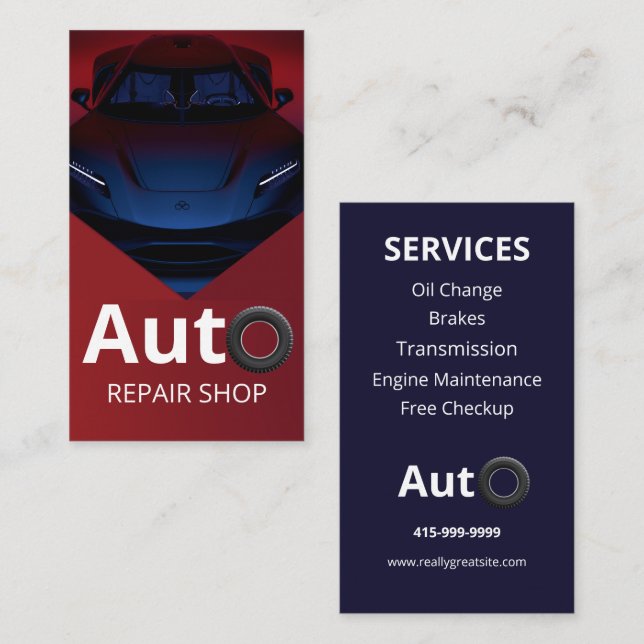 Auto-Reparatur für Berufliche Automobile Visitenkarte (Vorne/Hinten)