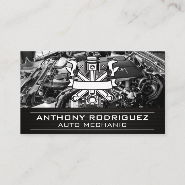 Auto-Reparatur-Techniker-Logo | Motor Bay Visitenkarte (Vorderseite)
