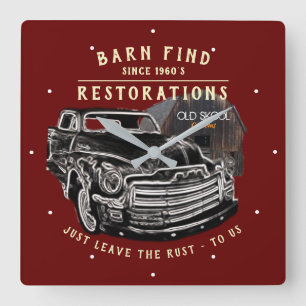 Auto Restauration Barn finden Chevy Truck Classic  Quadratische Wanduhr