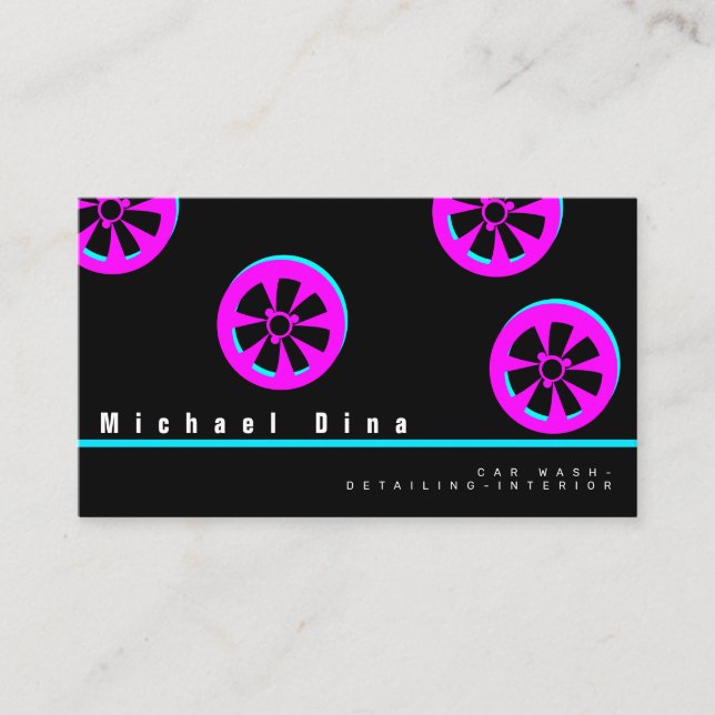 Auto Rim Neon Pink Black Visitenkarte (Vorderseite)