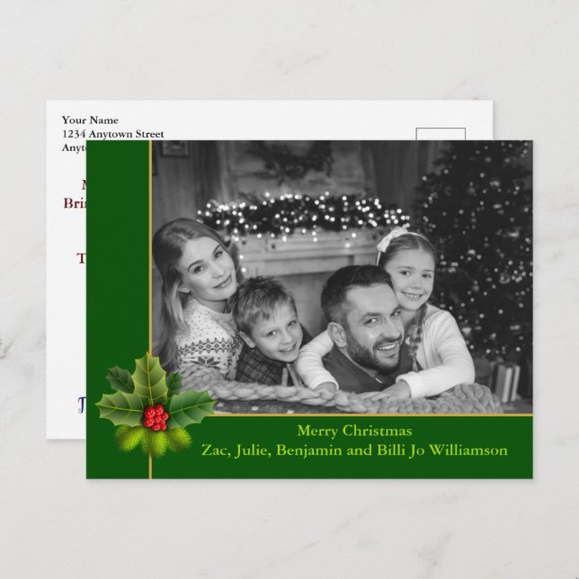 Auto Schwarz-Weiß-Foto mit Weihnachten Postkarte (Vorne/Hinten)