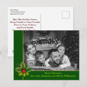 Auto Schwarz-Weiß-Foto mit Weihnachtsfeier mit Ste Postkarte
