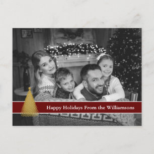 Auto-Schwarzweiss-Foto-Goldweihnachtsbaum Postkarte