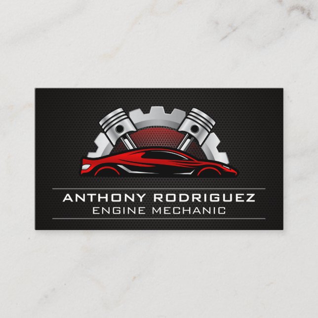Auto Shop Mechanik | Red Sports Exotic Car Logo Visitenkarte (Vorderseite)