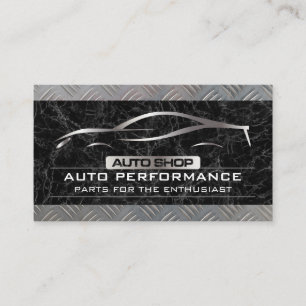 Auto Shop Metallisches Auto-Logo Schwarzes Marmo Visitenkarte