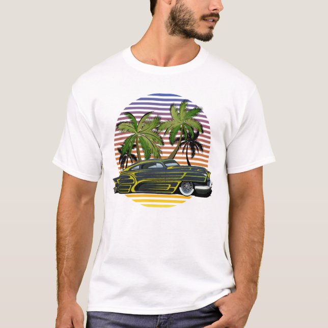 AUTO-SONNENSCHICHT HOT ROD VINTA BITTERE PALME T-Shirt (Vorderseite)
