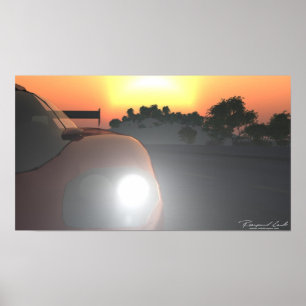 Auto-Sonnenuntergang-Plakat Poster