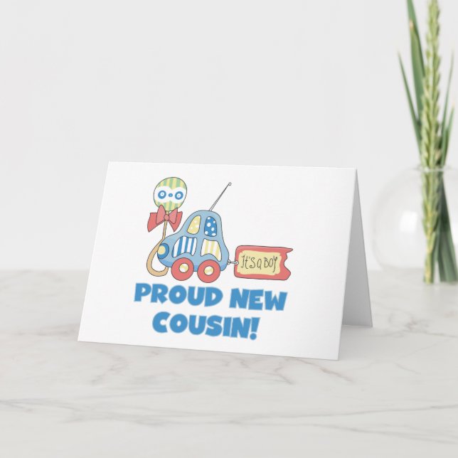 Auto stolz neuer Cousin Es ist ein Junge Ankündigung (Vorderseite)