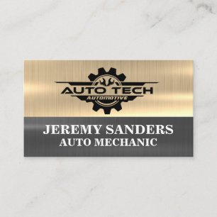 Auto Tech Automotive Logo   Metallic Visitenkarte