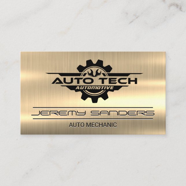 Auto-Tech-Marken-Logo | Goldmetall Visitenkarte (Vorderseite)