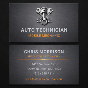 Auto-Techniker Tech Mechaniker Metallisch Visitenkarte