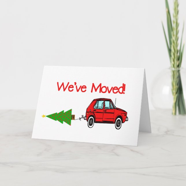Auto und Baum Weihnachten Neue Adresse (Vorderseite)