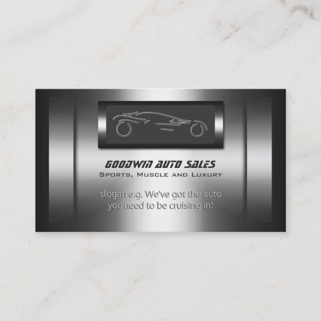 Auto-Verkäufe - Imitatmetall, silbernes Auto Visitenkarte (Vorderseite)